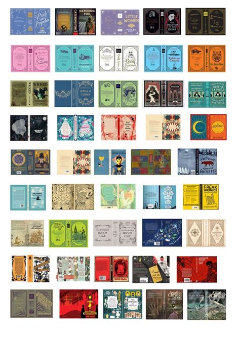 Miniature book covers in various designs